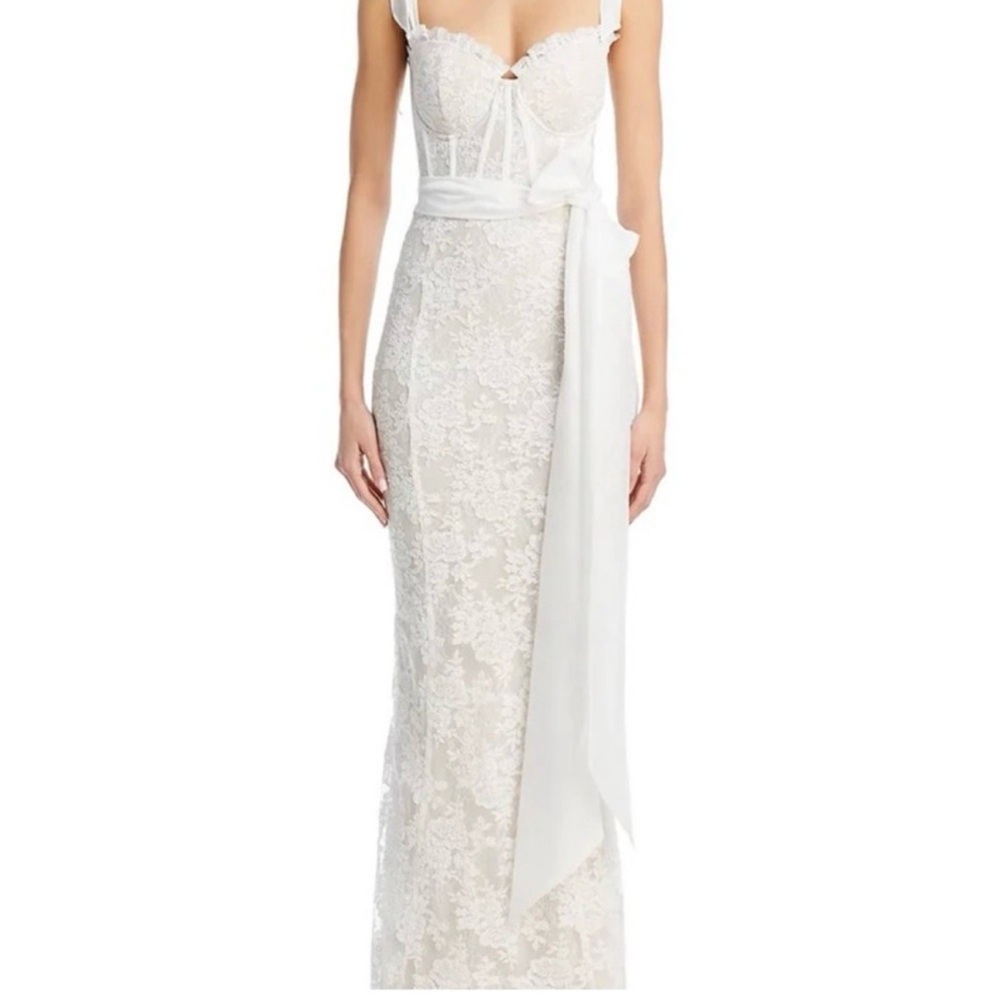 V Chapman Romanza Lace Corset Maxi Dress Ivory Bridal Gown Size 10